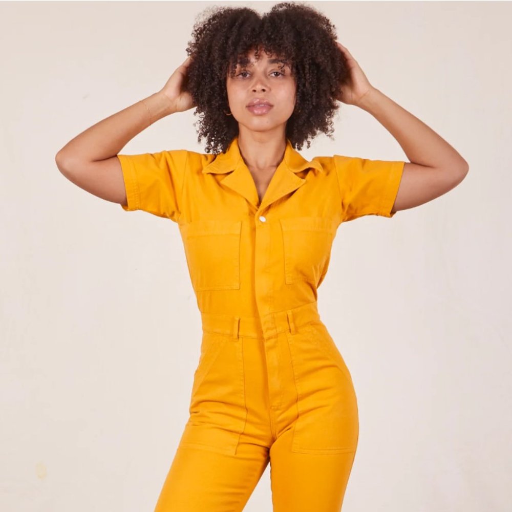 Big Bud Press Short Sleeve Jumpsuit - Mustard Yellow